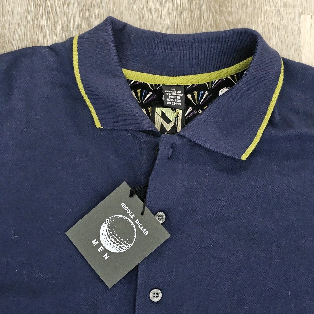 Nicole Miller Golf Polo Shirt Pullover Mens Medium Navy New
